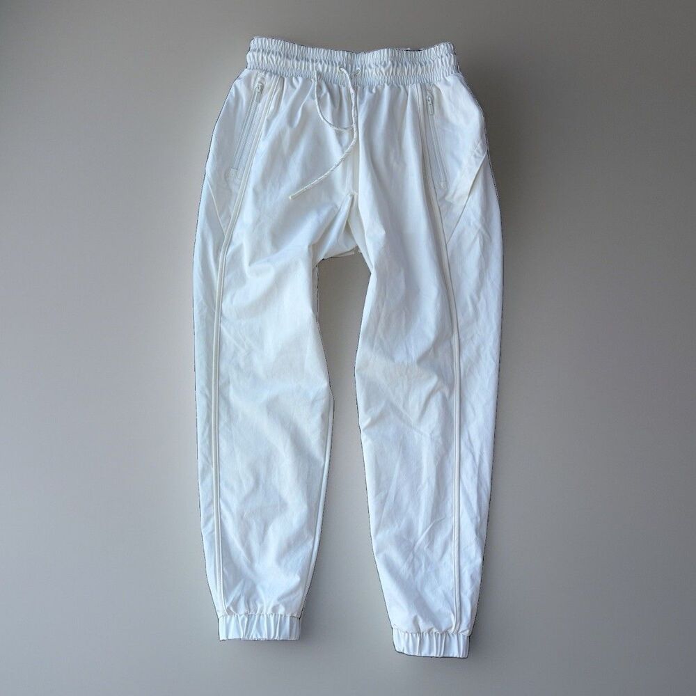 All in Motion Stretch Woven Waterproof Windbreaker Jogger Track Pants S Ivory
